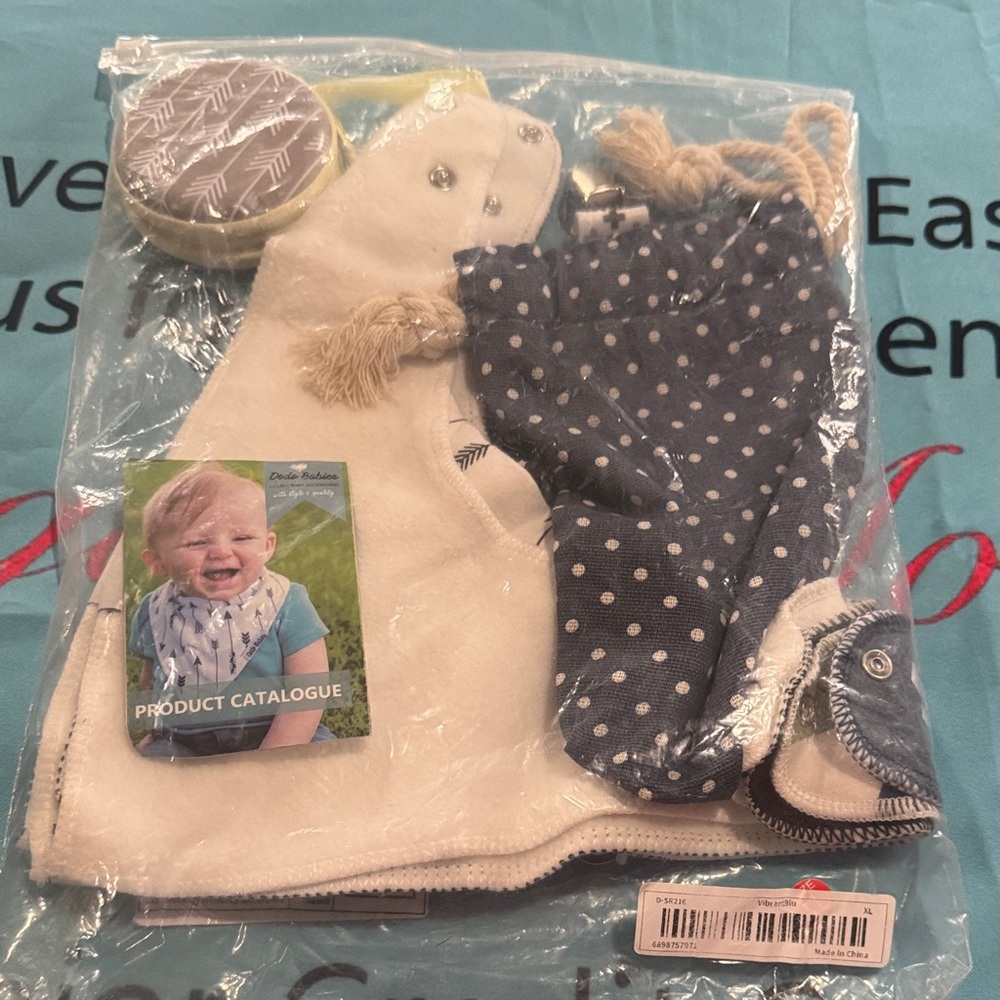 Dodo Babis Kids Polka Dot Blue and White Bib Set